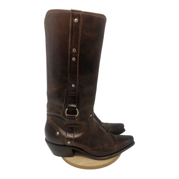 Charlie 1 Horse by Lucchese Brown Leather Buckle Zip Boots Women's Size 6 - Picture 1 of 12
